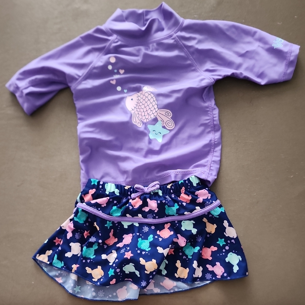 Kids Purple Swim Set with Fish Design